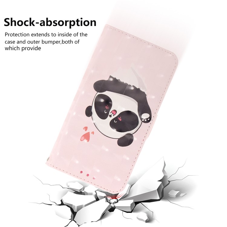 Motif de Décoration de Spot Léger Impression du Support en Cuir PU Flip Couvercle Pour Sony Xperia 10 Plus - Panda Mignon