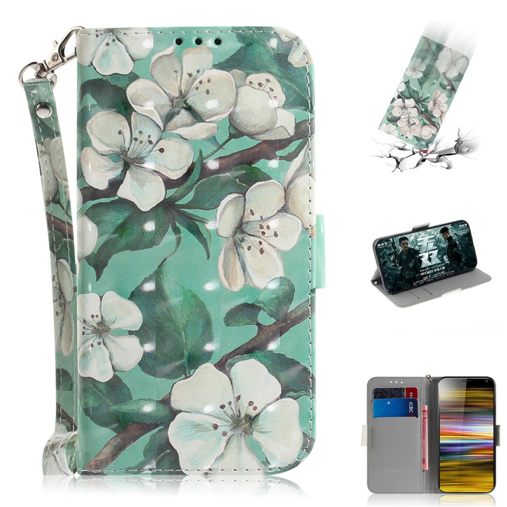 Light Spot Decor Pattern Printing PU Leather Stand Flip Cover for Sony Xperia 10 Plus - Pretty Flowers-1