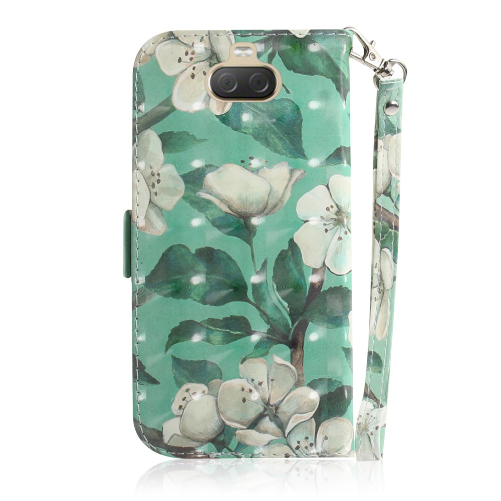 Light Spot Decor Pattern Printing PU Leather Stand Flip Cover for Sony Xperia 10 Plus - Pretty Flowers-3