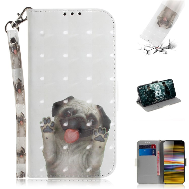 Light Spot Decor Pattern Printing PU Leather Stand Flip Cover for Sony Xperia 10 Plus - Dog Waving Paws-1