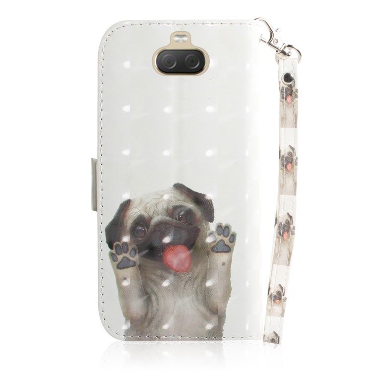 Light Spot Decor Pattern Printing PU Leather Stand Flip Cover for Sony Xperia 10 Plus - Dog Waving Paws-3