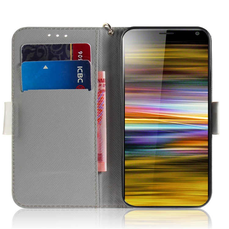 Light Spot Decor Pattern Printing PU Leather Stand Flip Cover for Sony Xperia 10 Plus - Dog Waving Paws-7