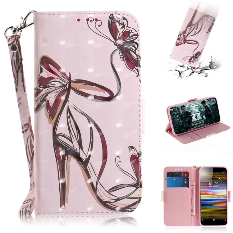 Pattern Printing / Light Spot Decor / Leather Wallet Case for Sony Xperia L3 - High Heel Sandal-1