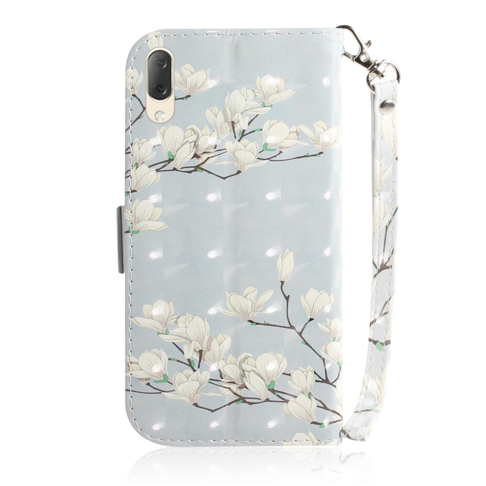 Pattern Printing / Light Spot Decor / Leather Wallet Case for Sony Xperia L3 - White Flower-3