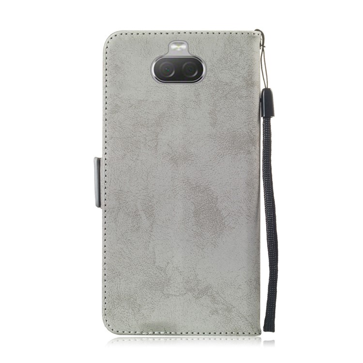 Retro Style Wallet Stand PU Leather Cell Phone Cover for Sony Xperia 10 - Grey-3