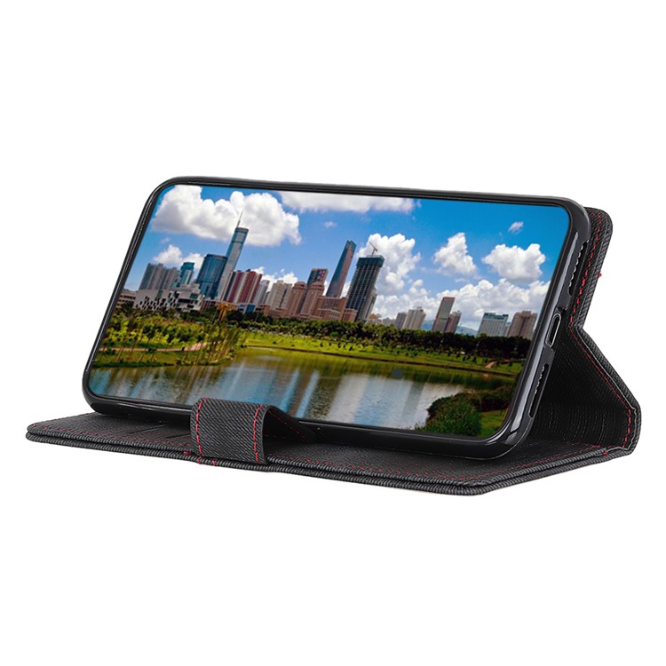 Jeans Cloth Leather Phone Cover with Wallet Stand for Sony Xperia 10 - Black-7