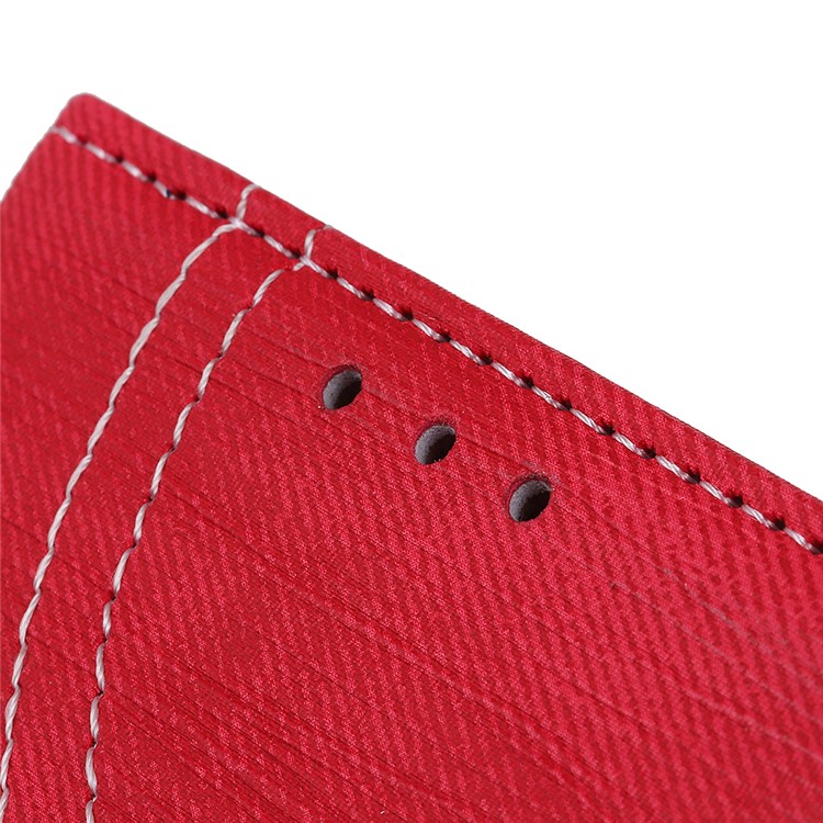 Jeans Cloth Leather Phone Cover with Wallet Stand for Sony Xperia 10 - Red-6