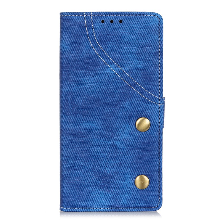 Jeans Cloth Leather Phone Cover with Wallet Stand for Sony Xperia 10 - Blue-2