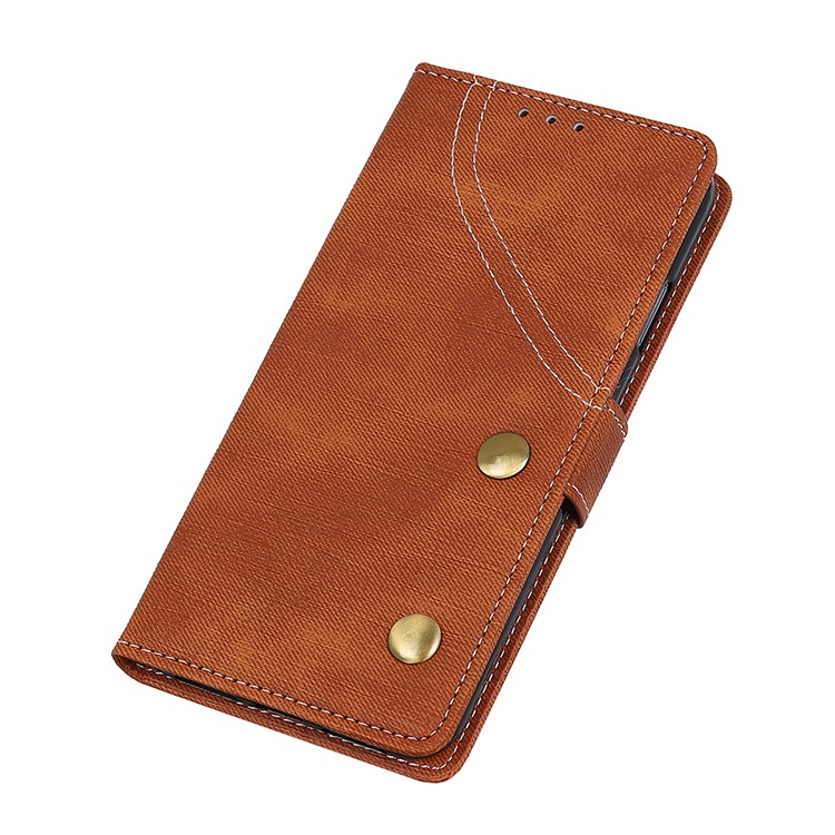 Jeans Cloth Leather Phone Cover with Wallet Stand for Sony Xperia 10 - Brown-4