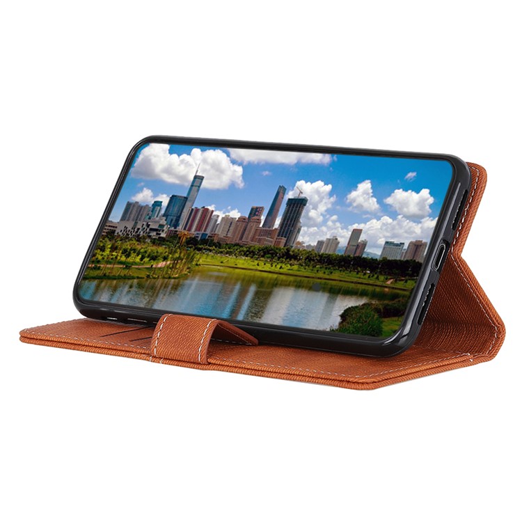 Jeans Cloth Leather Phone Cover with Wallet Stand for Sony Xperia 10 - Brown-7