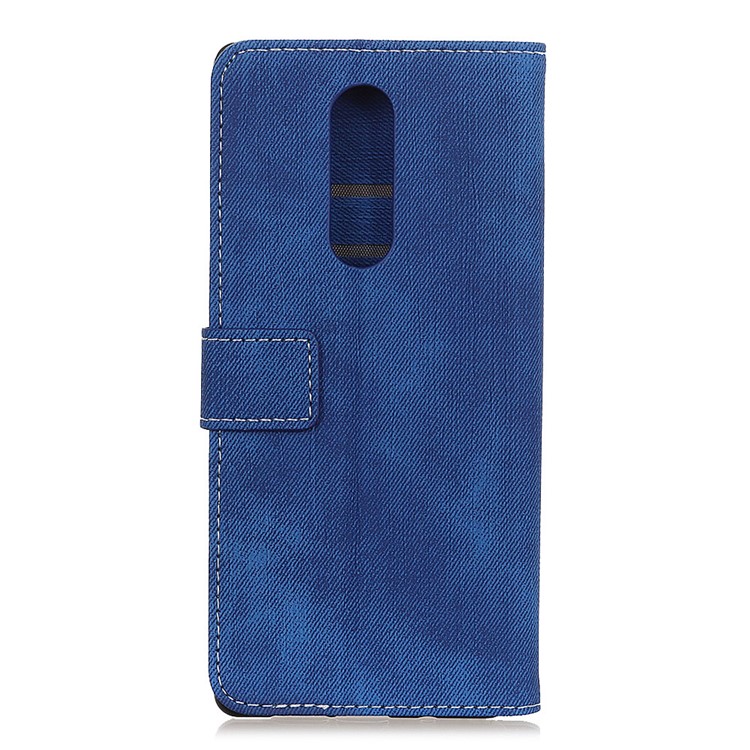 Jeans Cloth Leather Flip Case with Wallet Stand for Sony Xperia 1 - Blue-10