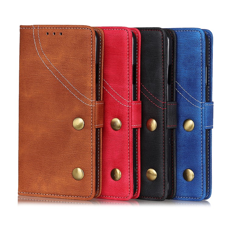 Jeans Cloth Wallet Stand Leather Mobile Shell for Sony Xperia 10 Plus - Black-13