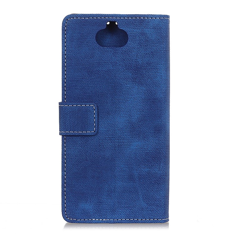 Jeans Cloth Wallet Stand Leather Mobile Shell for Sony Xperia 10 Plus - Blue-10