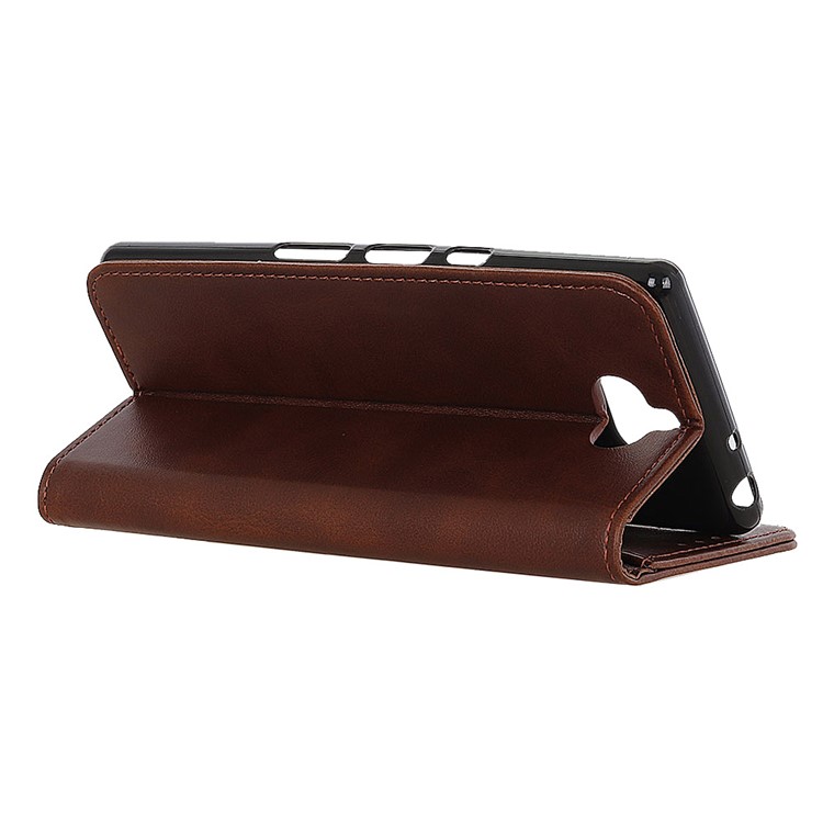 Auto-absorbed Split Leather Wallet Stand Cover for Sony Xperia 10 Plus - Coffee-8