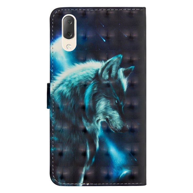 Light Spot Decor Patterned Leather Wallet Case for Sony Xperia L3 - Wolf-4