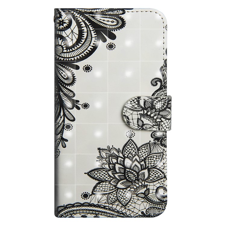 Light Spot Decor Patterned Leather Wallet Case for Sony Xperia L3 - Black Flower-2