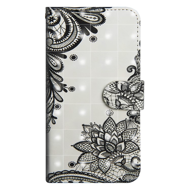 Light Spot Decor Estuche de Cuero Estampado Para Sony Xperia L3 - Flor Negra-2