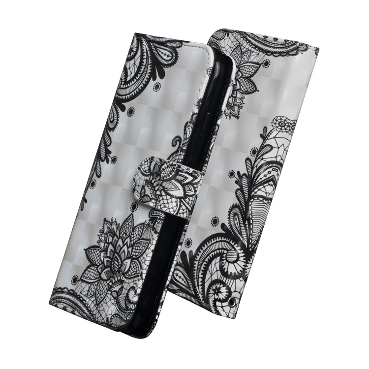 Light Spot Decor Estuche de Cuero Estampado Para Sony Xperia L3 - Flor Negra-3