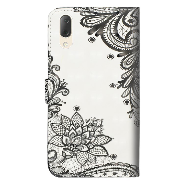 Light Spot Decor Patterned Leather Wallet Case for Sony Xperia L3 - Black Flower-4