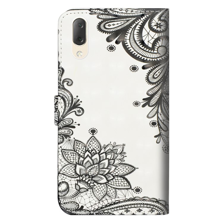 Light Spot Decor Estuche de Cuero Estampado Para Sony Xperia L3 - Flor Negra-4