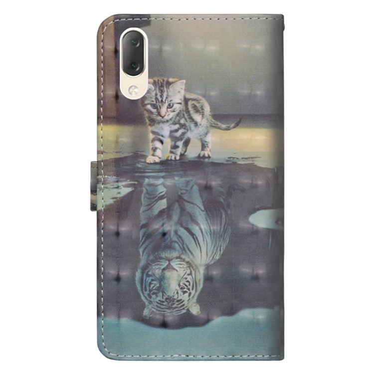 Light Spot Decor Patterned Leather Wallet Case for Sony Xperia L3 - Cat and Reflection in Water-4