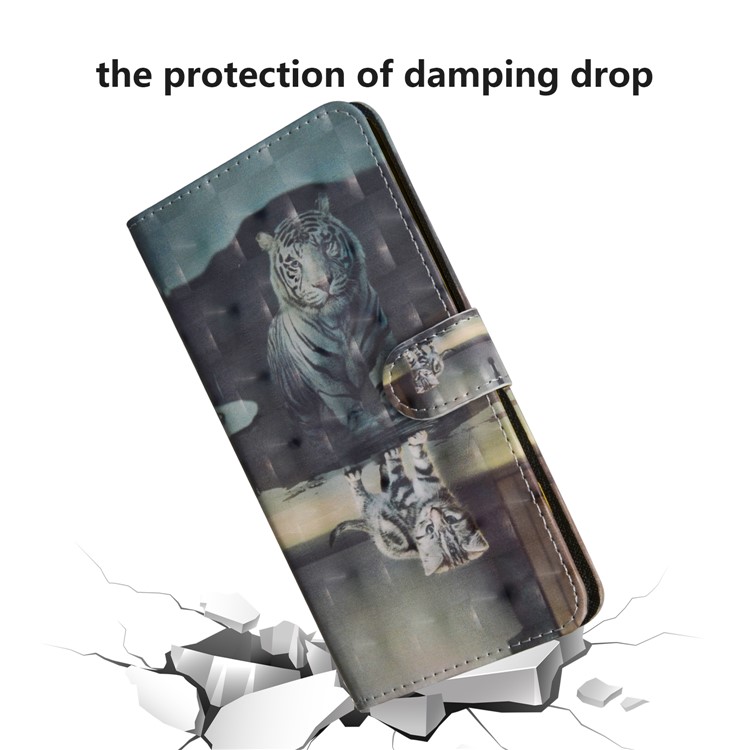 Light Spot Decor Patterned Leather Wallet Case for Sony Xperia L3 - Cat and Reflection in Water-5