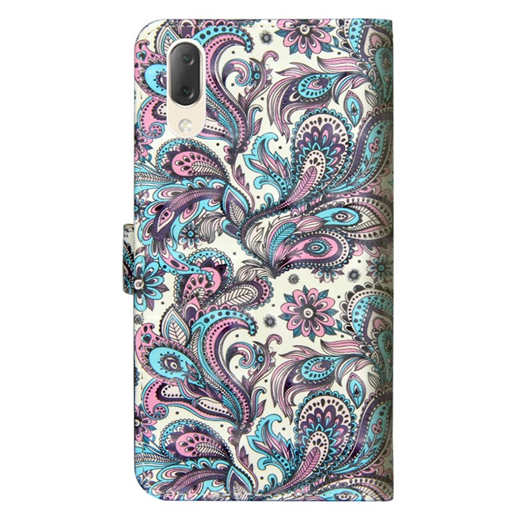 Light Spot Decor Patterned Leather Wallet Case for Sony Xperia L3 - Colorized Flowers-4