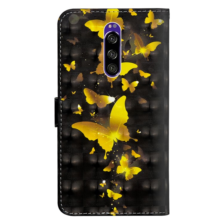 Pattern PrintingPU Leather Mobile Phone Cover for Sony Xperia 1 - Gold Butterflies-4