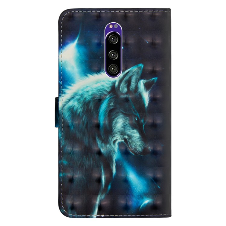 Pattern Printing PU Leather Mobile Phone Cover for Sony Xperia 1 - Wolf-4