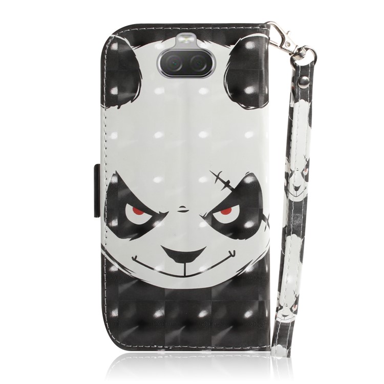 Pattern Printing PU Leather Wallet Cover with Stand for Sony Xperia 10 - Angry Panda-3