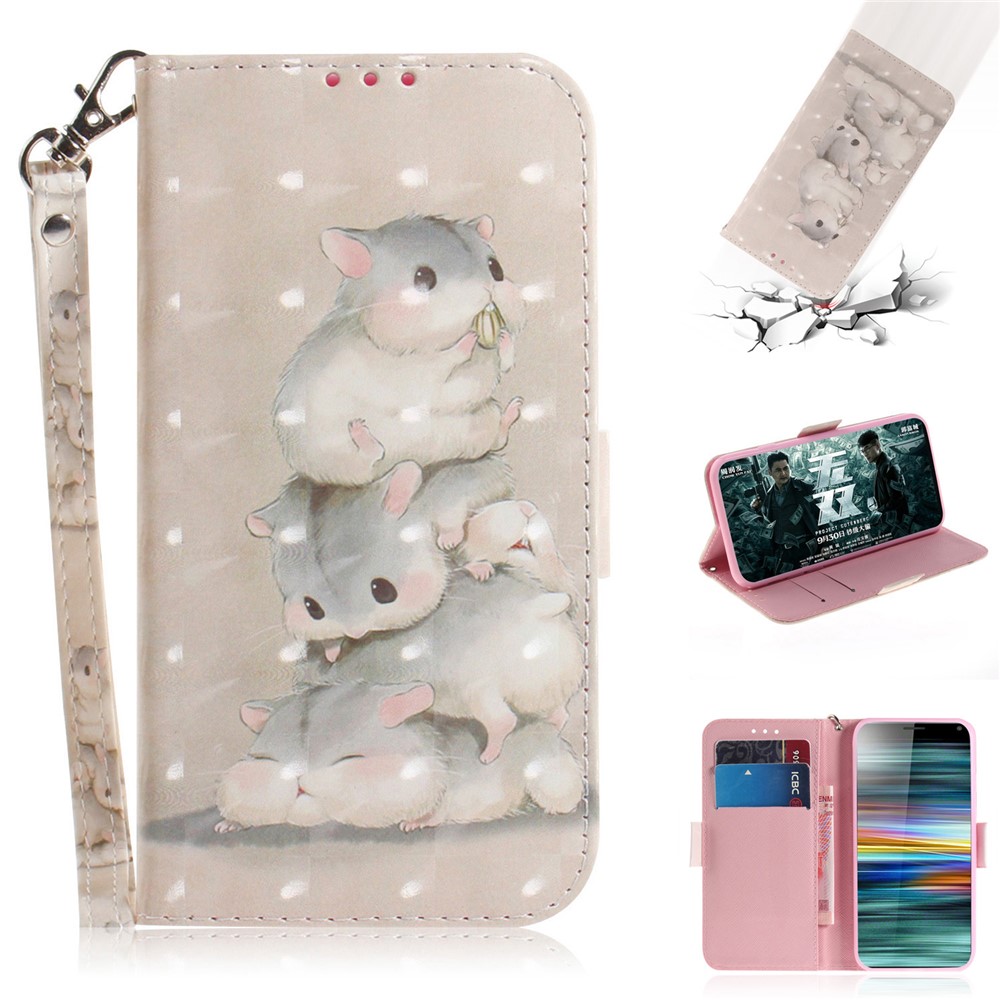 Pattern Printing PU Leather Wallet Cover with Stand for Sony Xperia 10 - Hamsters-1