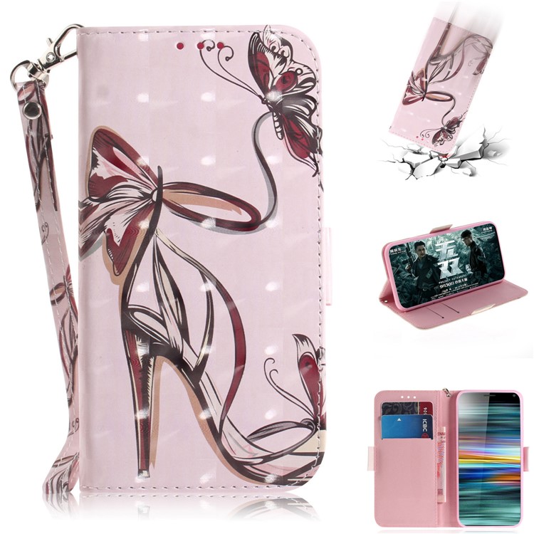 Pattern Printing PU Leather Wallet Cover with Stand for Sony Xperia 10 - High Heel Sandal-1