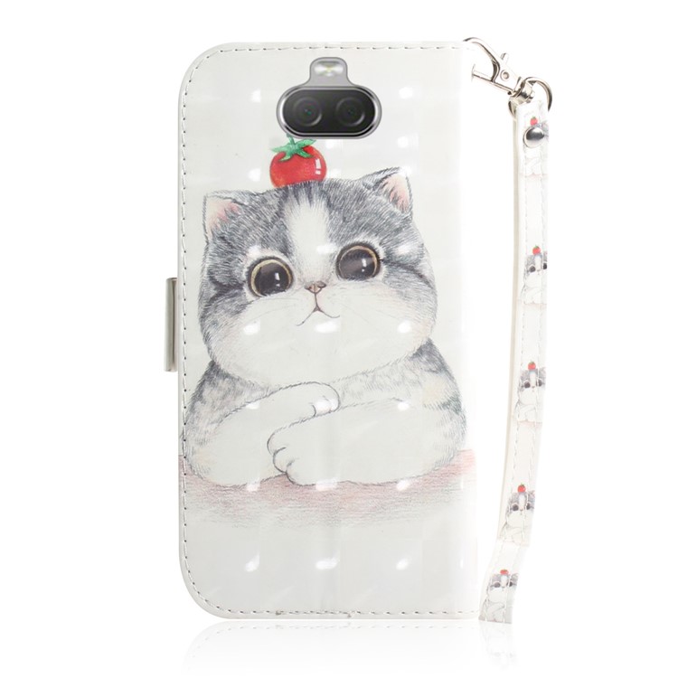 Pattern Printing PU Leather Wallet Cover with Stand for Sony Xperia 10 - Lovely White Cat-3
