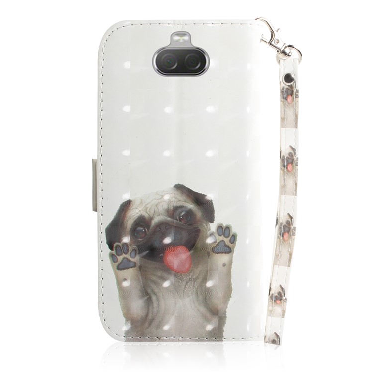 Pattern Printing PU Leather Wallet Cover with Stand for Sony Xperia 10 - Dog Waving Paws-3
