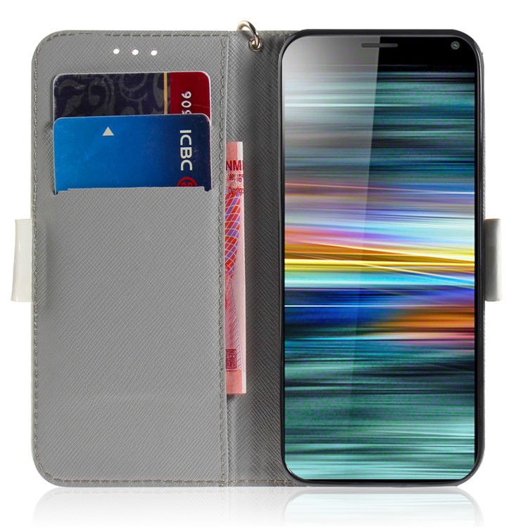 Pattern Printing PU Leather Wallet Cover with Stand for Sony Xperia 10 - Dog Waving Paws-7