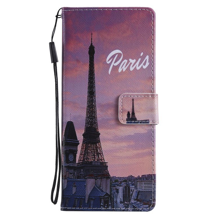 Pattern Printing Leather Wallet Case for Sony Xperia 1 - Eiffel Tower-2