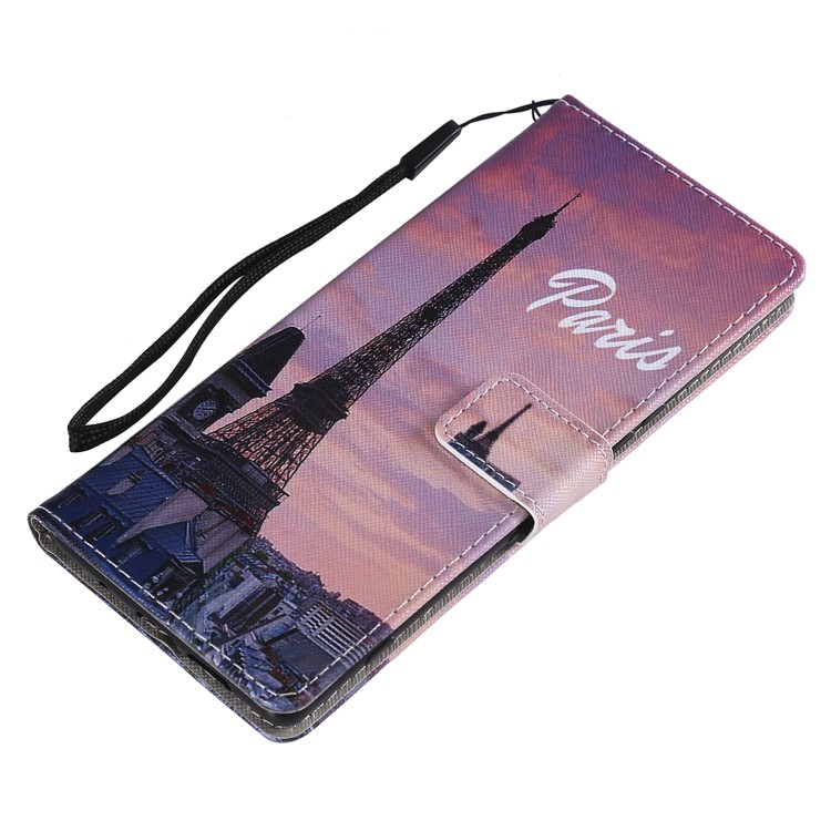Pattern Printing Leather Wallet Case for Sony Xperia 1 - Eiffel Tower-5
