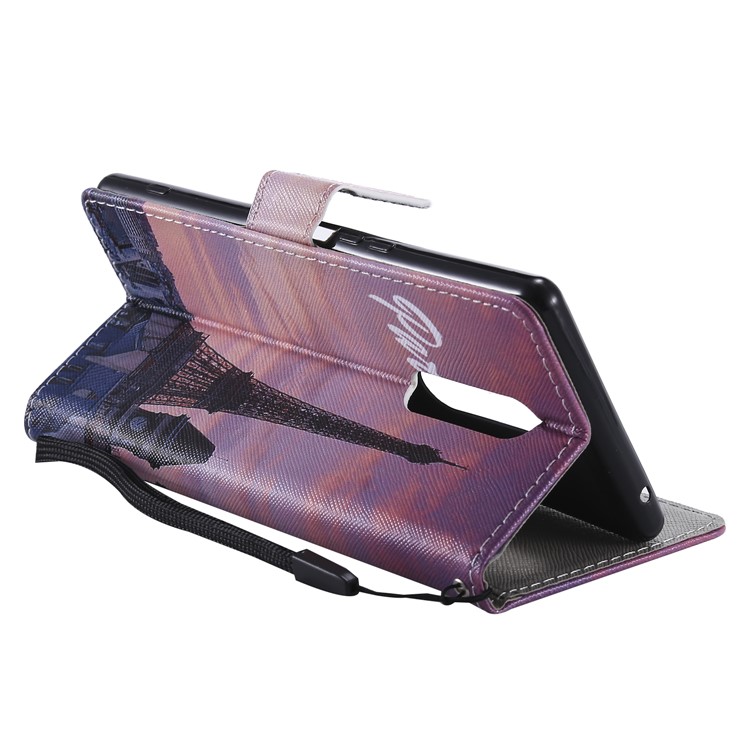 Pattern Printing Leather Wallet Case for Sony Xperia 1 - Eiffel Tower-7