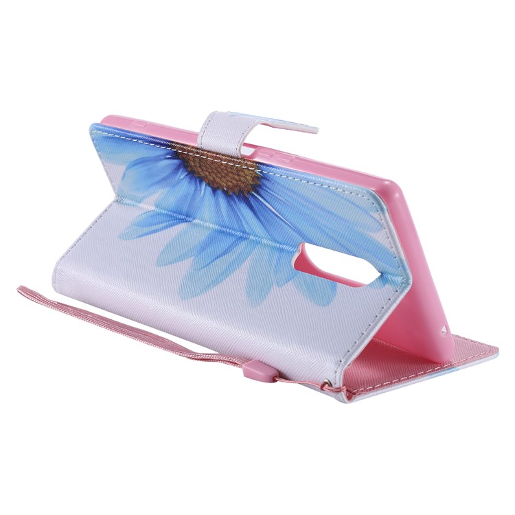 Pattern Printing Leather Wallet Case for Sony Xperia 1 - Blue Flower-7