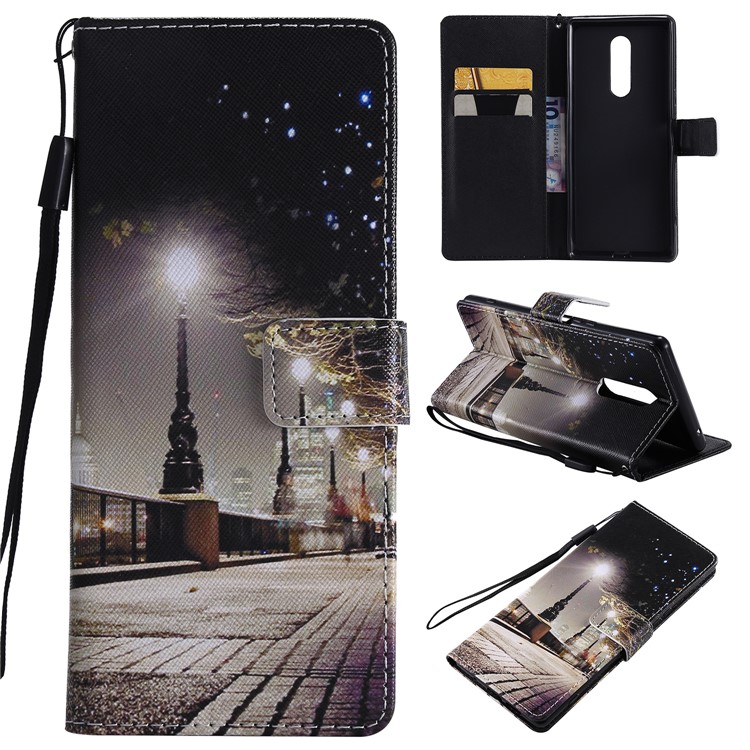 Pattern Printing Leather Wallet Case for Sony Xperia 1 - Streetscape-1