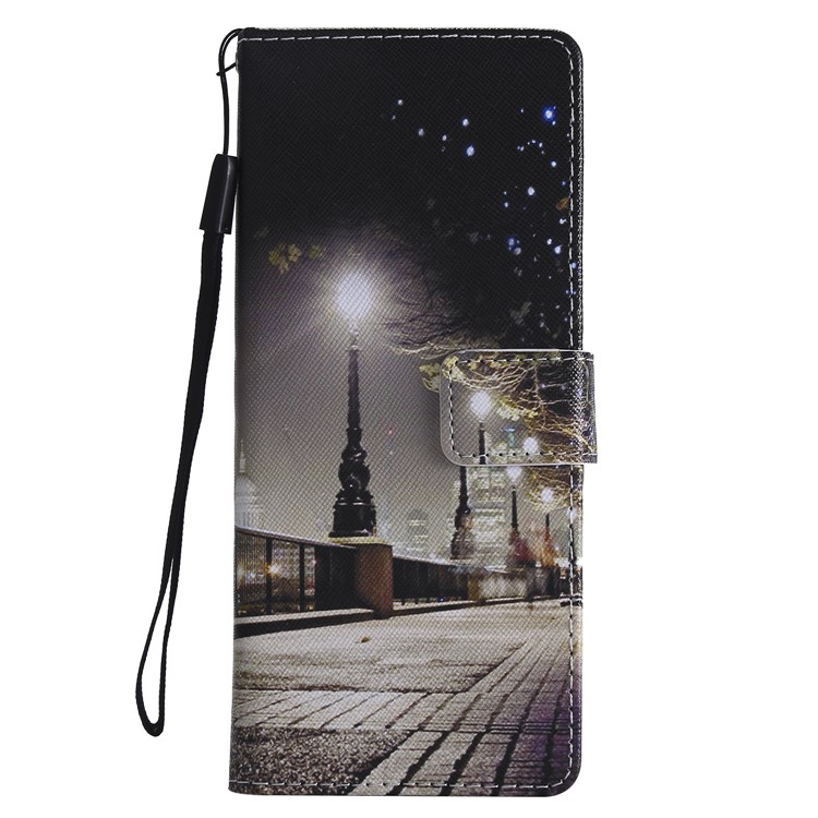 Pattern Printing Leather Wallet Case for Sony Xperia 1 - Streetscape-2