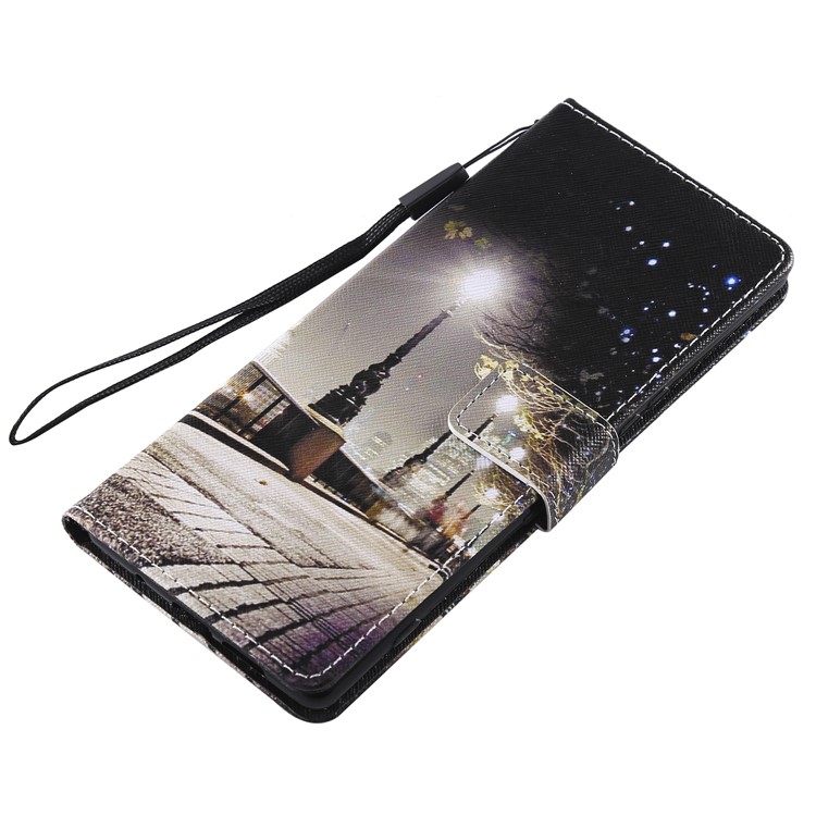 Pattern Printing Leather Wallet Case for Sony Xperia 1 - Streetscape-5