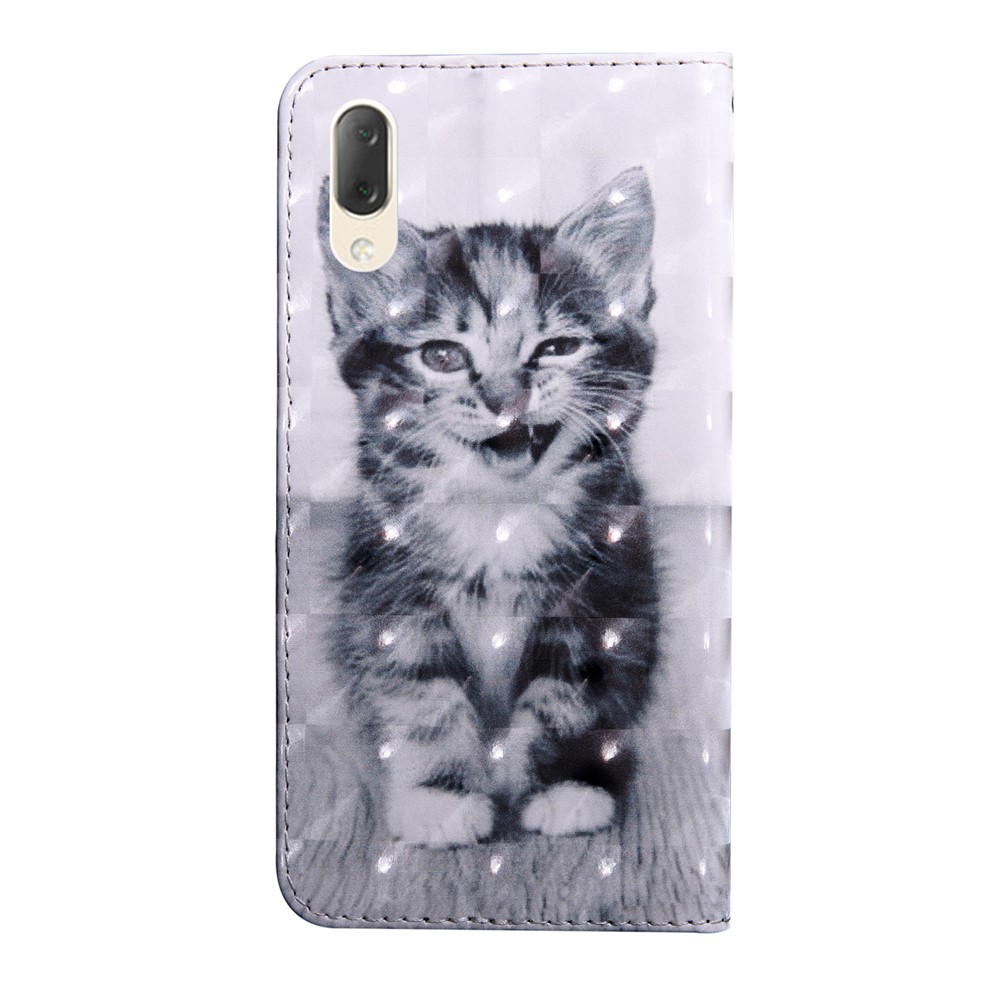 Light Spot Decor Patterned Wallet Leather Stand Case for Sony Xperia L3 - Lovely Cat-3