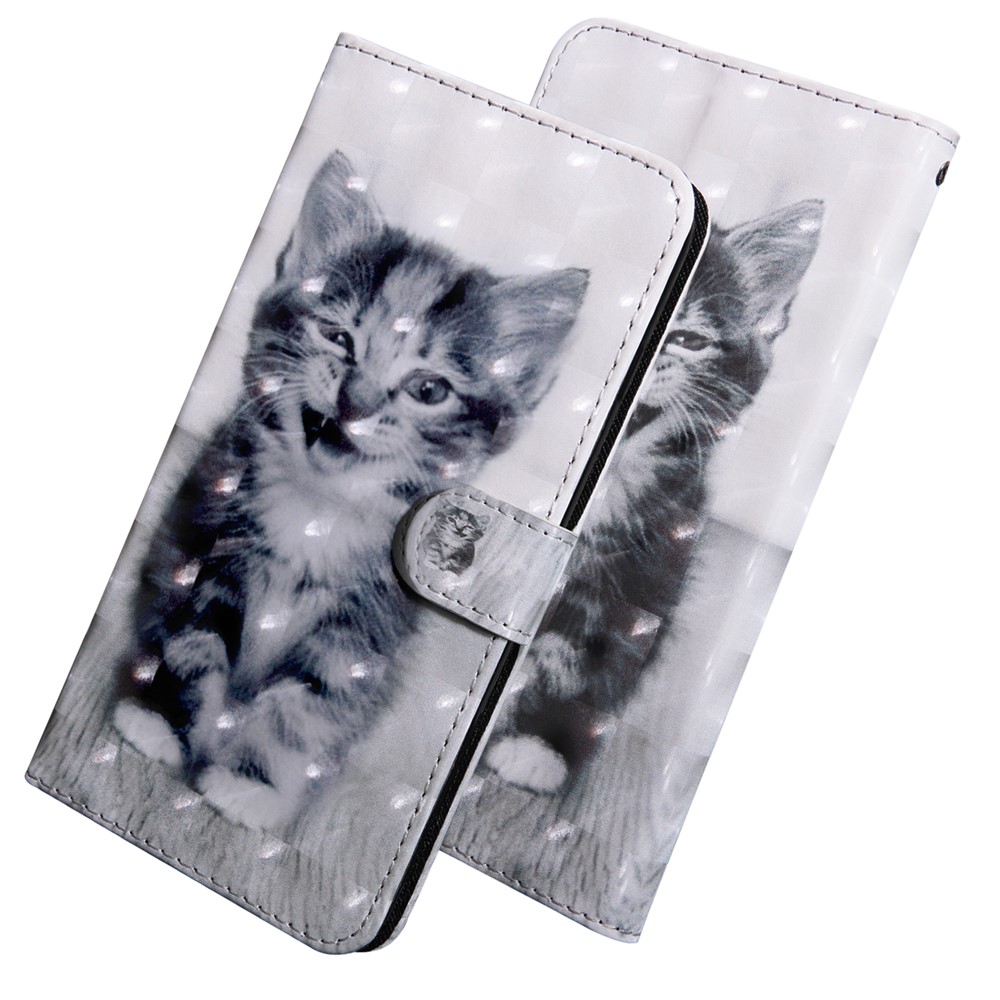 Light Spot Decor Patterned Wallet Leather Stand Case for Sony Xperia L3 - Lovely Cat-4