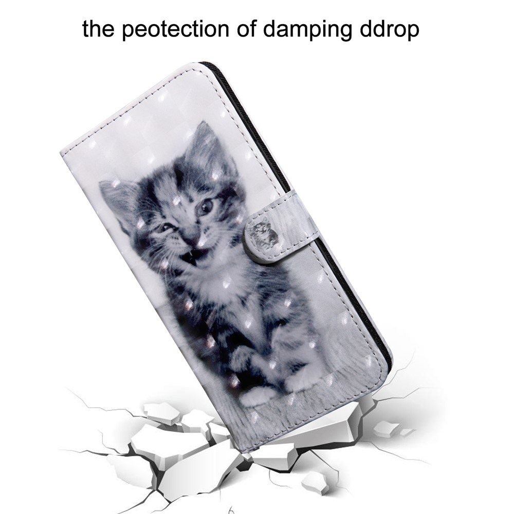 Light Spot Decor Patterned Wallet Leather Stand Case for Sony Xperia L3 - Lovely Cat-5