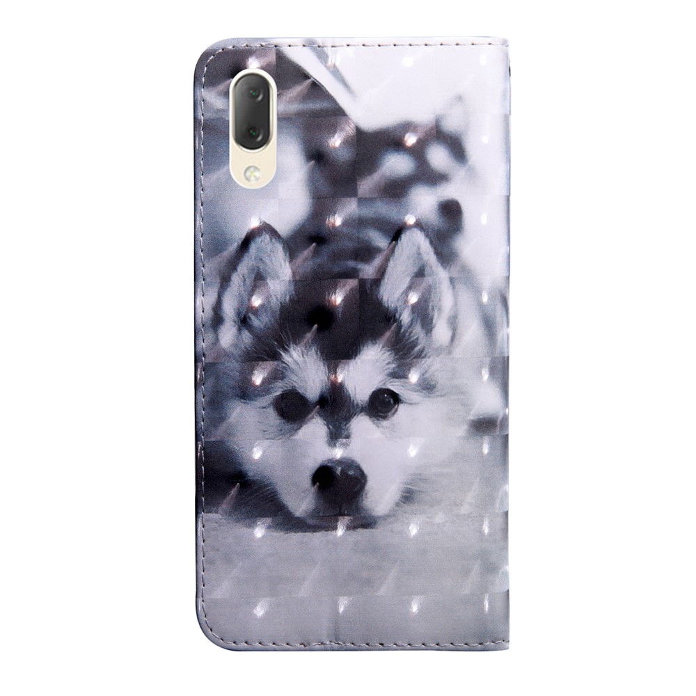 Light Spot Decor Modelado Carteira De Couro Stand Case Para Sony Xperia L3 - Lobo Preto E Branco-3