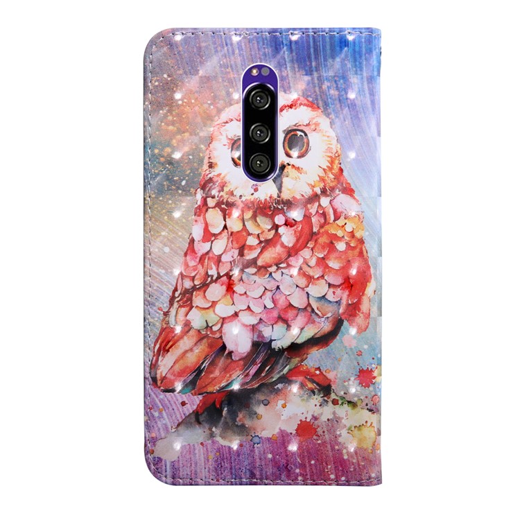 Light Spot Decor Patterned Leather Wallet Case for Sony Xperia 1 - Owl-3