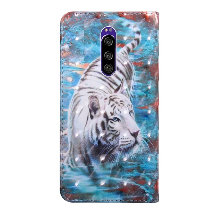 Light Spot Decor Patterned Leather Wallet Case for Sony Xperia 1 - Tiger-3