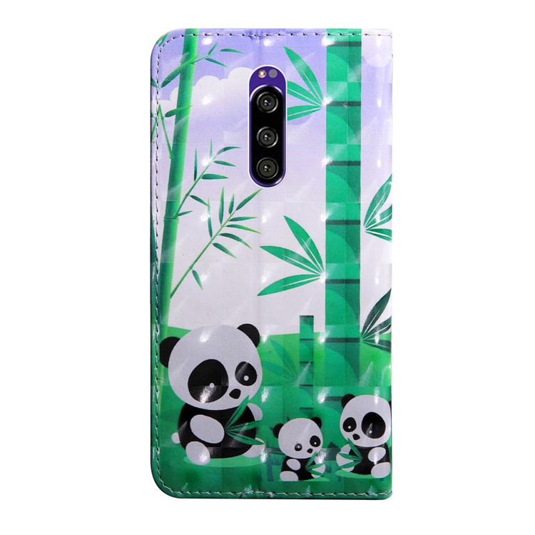 Light Spot Decor Patterned Leather Wallet Case for Sony Xperia 1 - Pandas-3