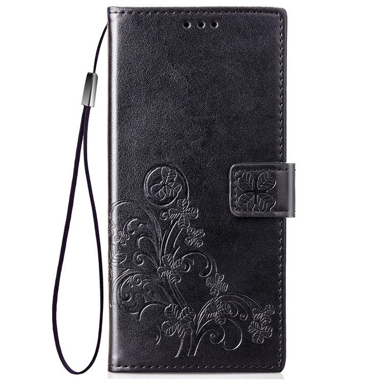 HAT PRINCE Imprinted Clover Leather Stand Wallet Cover for Sony Xperia 1 - Black-2